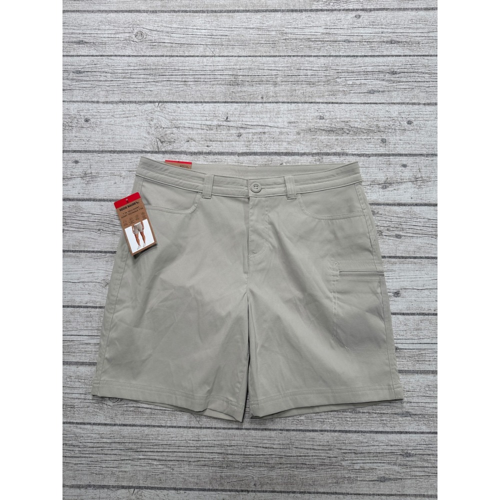 NEW Eddie Bauer Shorts Women's 8 Tan Khaki Tech Chino Hiking Outdoor Athleisure